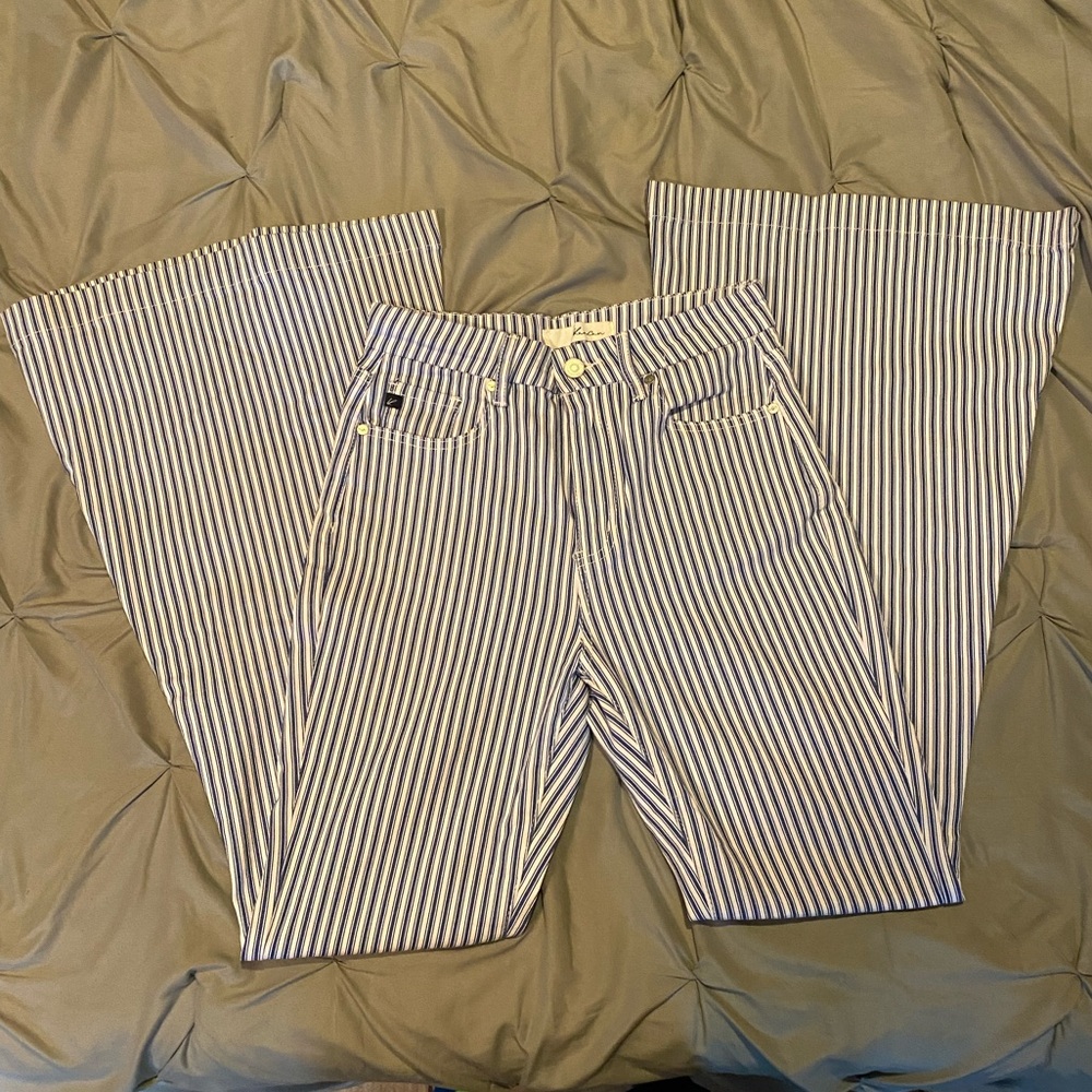 KanCan Super Flare Dark Blue Striped Jeans